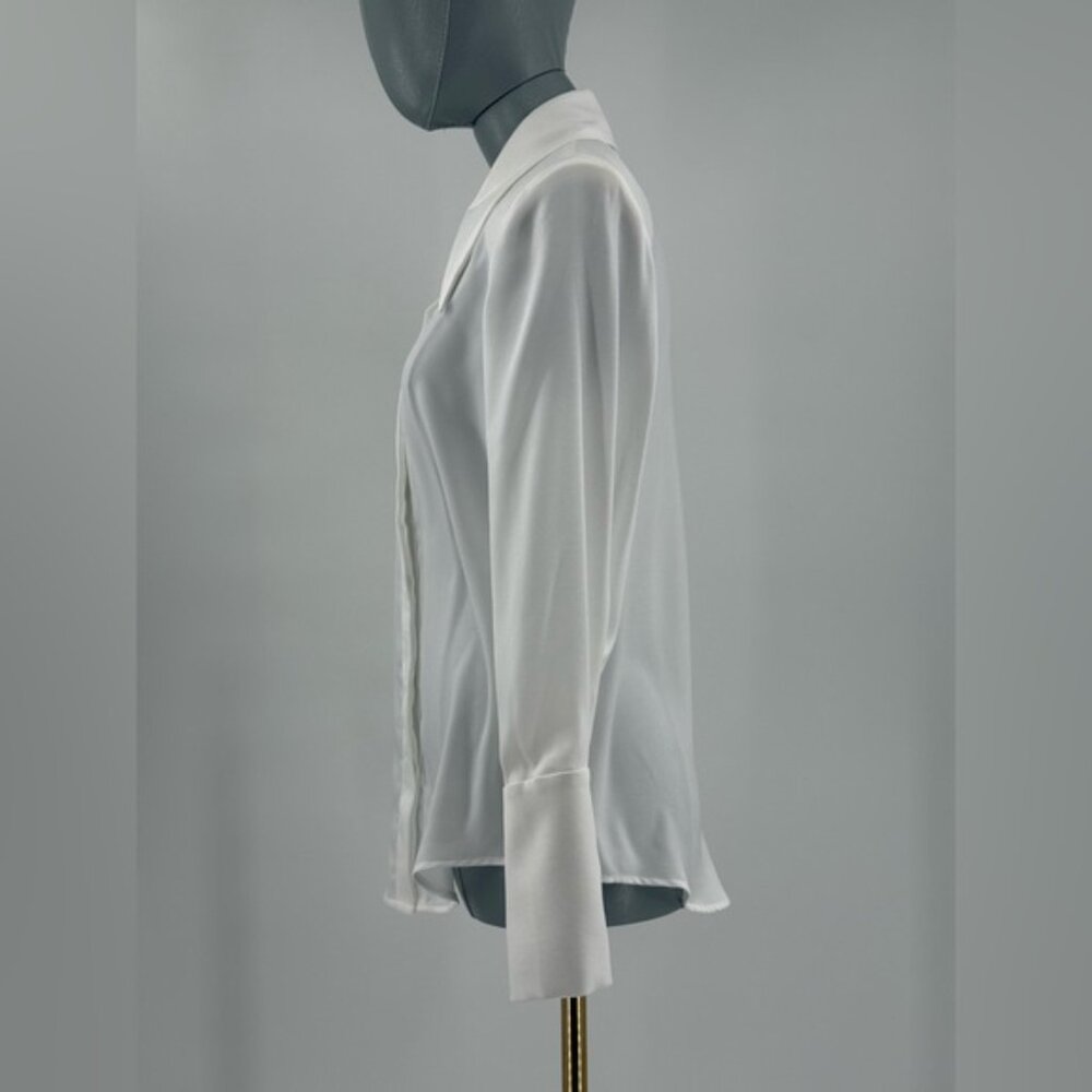 🆕 BRONX & BANCO 🧿 NWOT Blair Ivory White Shirt Blouse, Snap Cuffs - Sz XS US 2 - Picture 8 of 14
